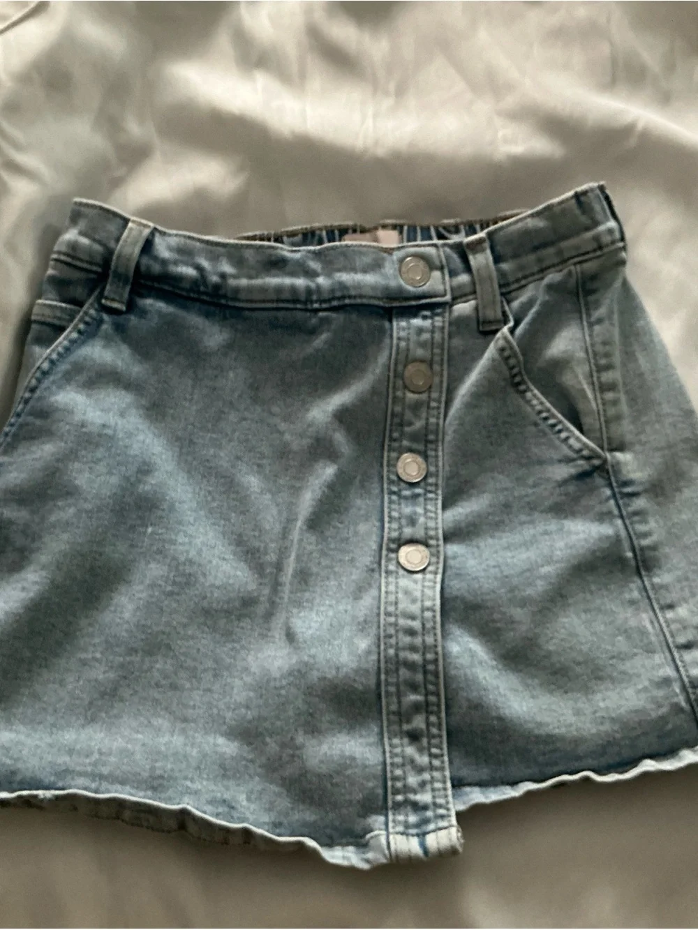 SO Light Blue Denim Button-Front Mini Skirt