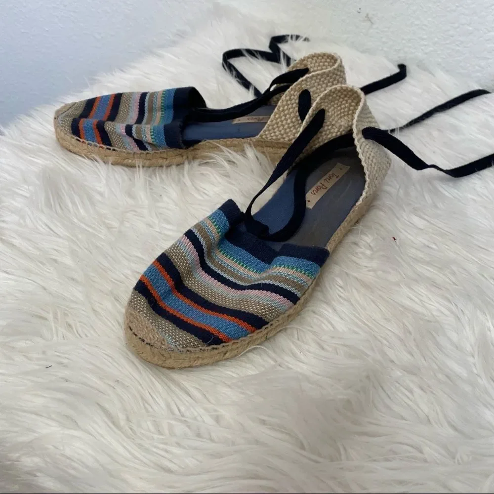 Toni Pors Striped Espadrille Closed Toe Sandals 7