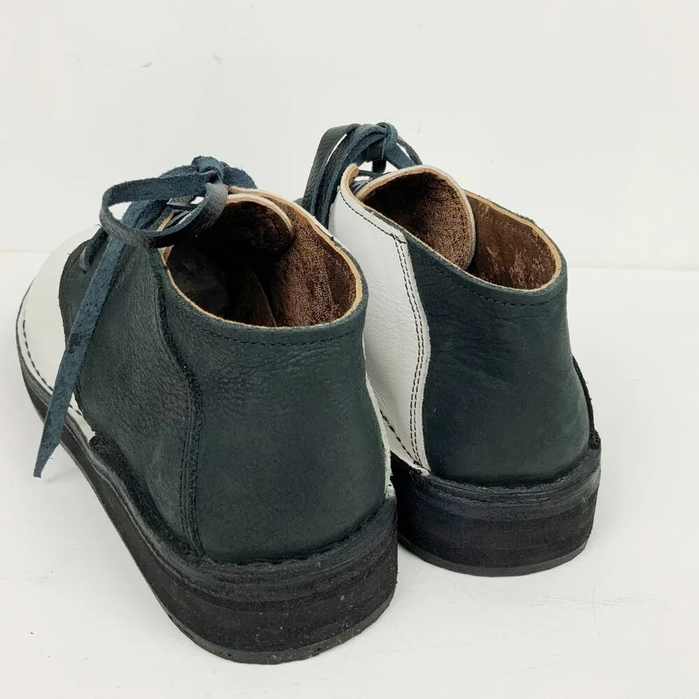 Bread & Butter Men's Leather Black/White Split Toe Chukka Boots Italy Sz 8 - 8.5