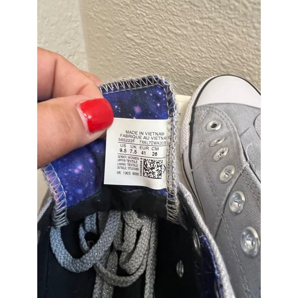 Converse All Star Chuck Taylor Gray Sneakers With Galaxy Print Interior