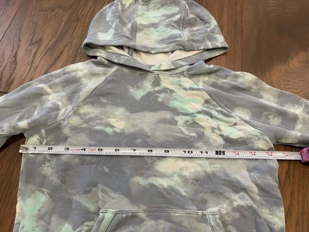 Athleta Girl Blue Green Tie Dye Camo Pullover Hoodie Sweatshirt Size S/7