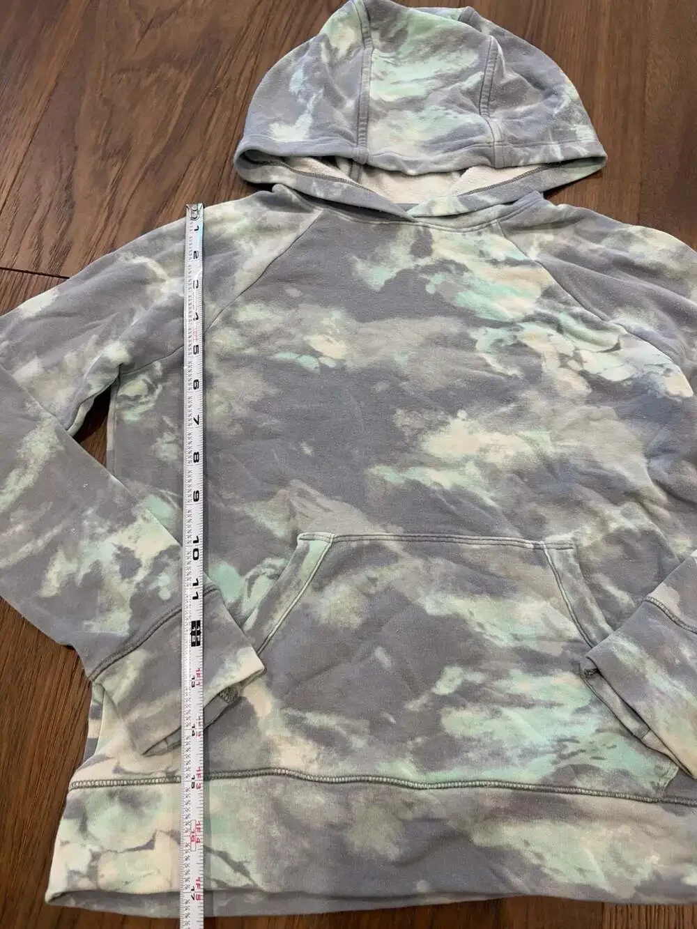 Athleta Girl Blue Green Tie Dye Camo Pullover Hoodie Sweatshirt Size S/7