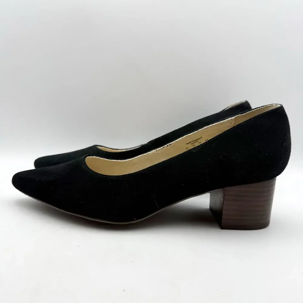 Hush Puppies Womens Sofie Pumps Size 11 EU 43 Black Nubuck Leather Slip On NWOB