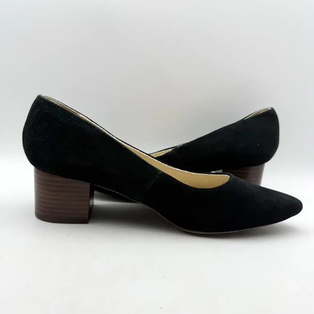 Hush Puppies Womens Sofie Pumps Size 11 EU 43 Black Nubuck Leather Slip On NWOB