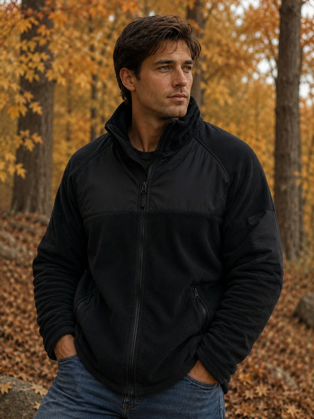 NWT Men's Black Polartec Classic 300 Full-Zip Military Fleece Jacket