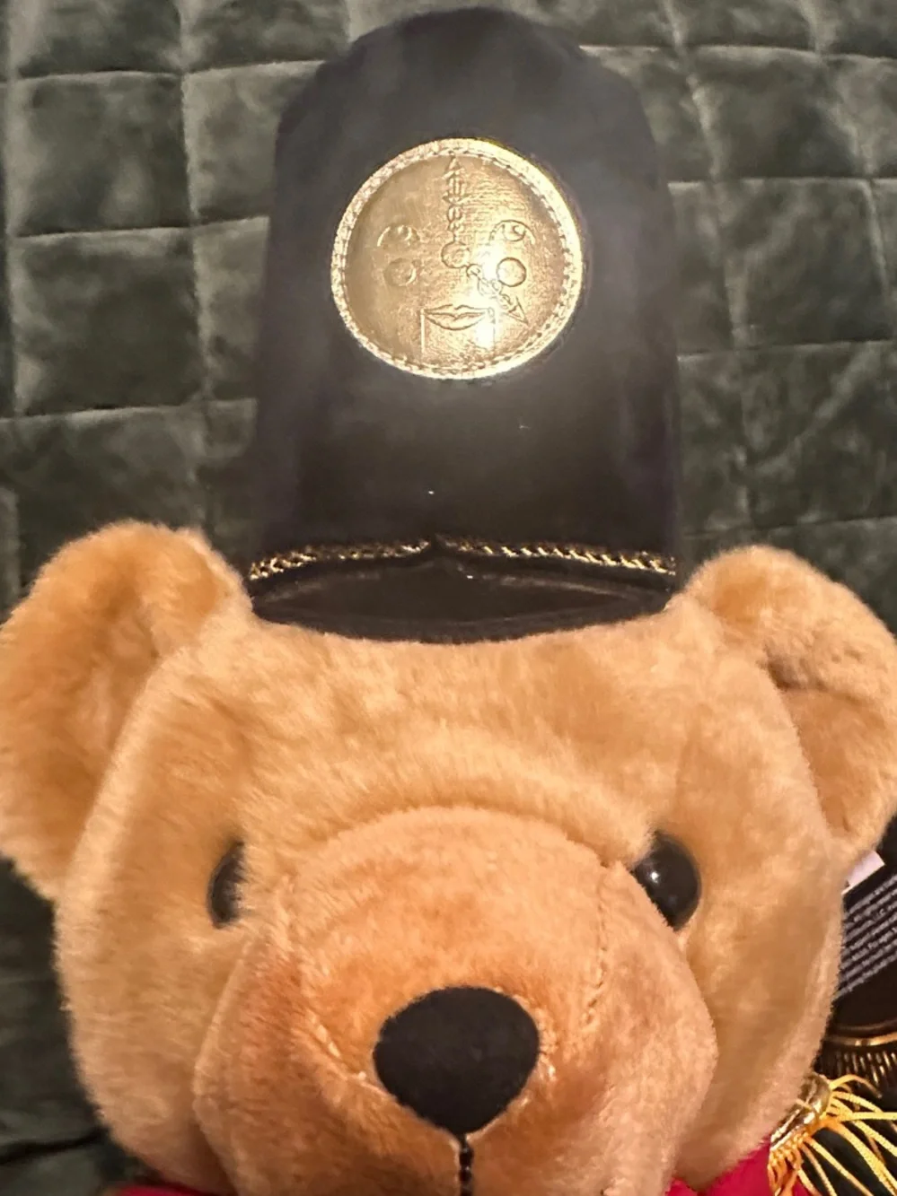 FAO Schwarz Red-Jacketed Tan Bear with Black Hat