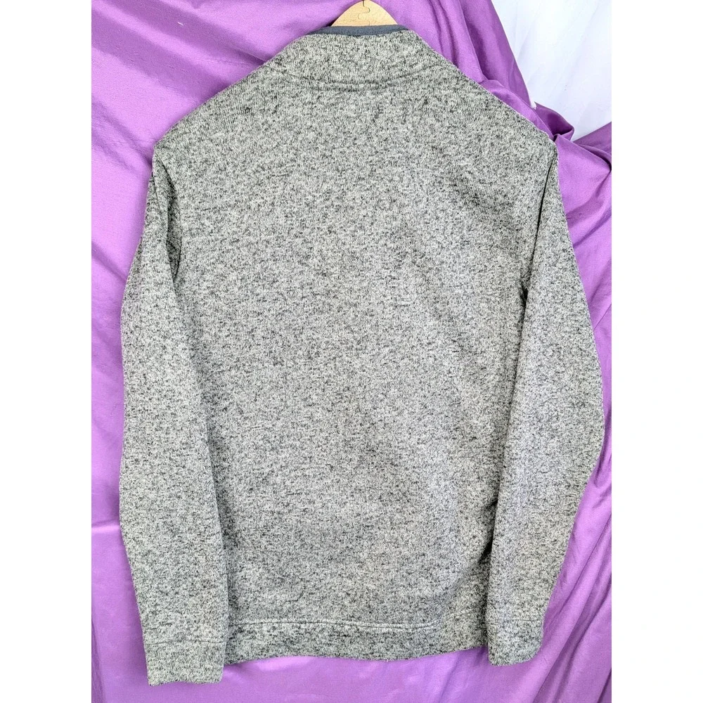 Eddie Bauer Mens Fleece Sweater M Snap Button 1/4 Zip Pullover Heather Charcoal