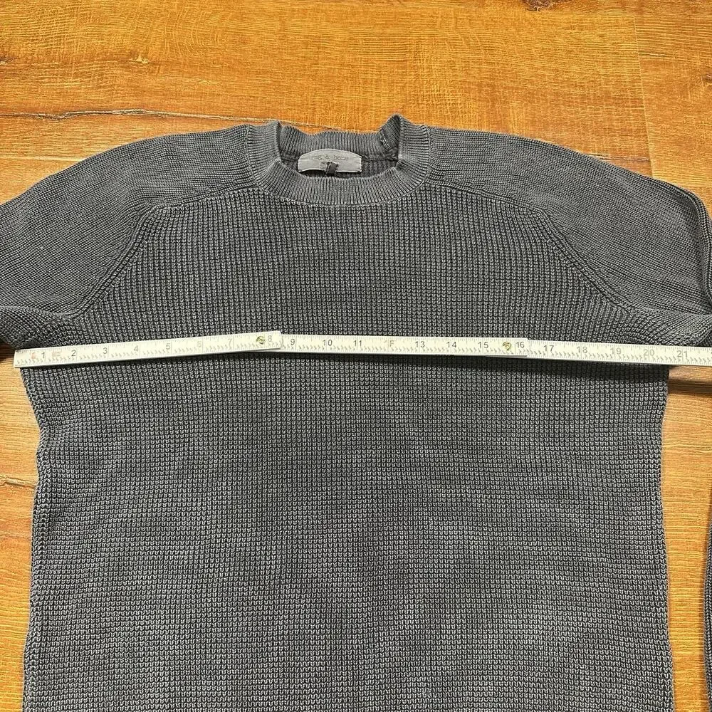 Rag & Bone Sweatshirt Mens M Gray Ribbed Elbow Patches Cotton Retro Alt Designer