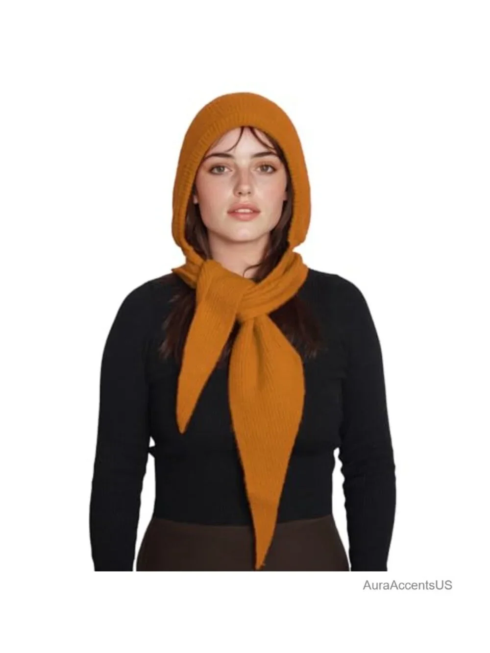 Hooded Scarf 2-in-1 Knitted Neck Warmer Hat Scarf Set Winter