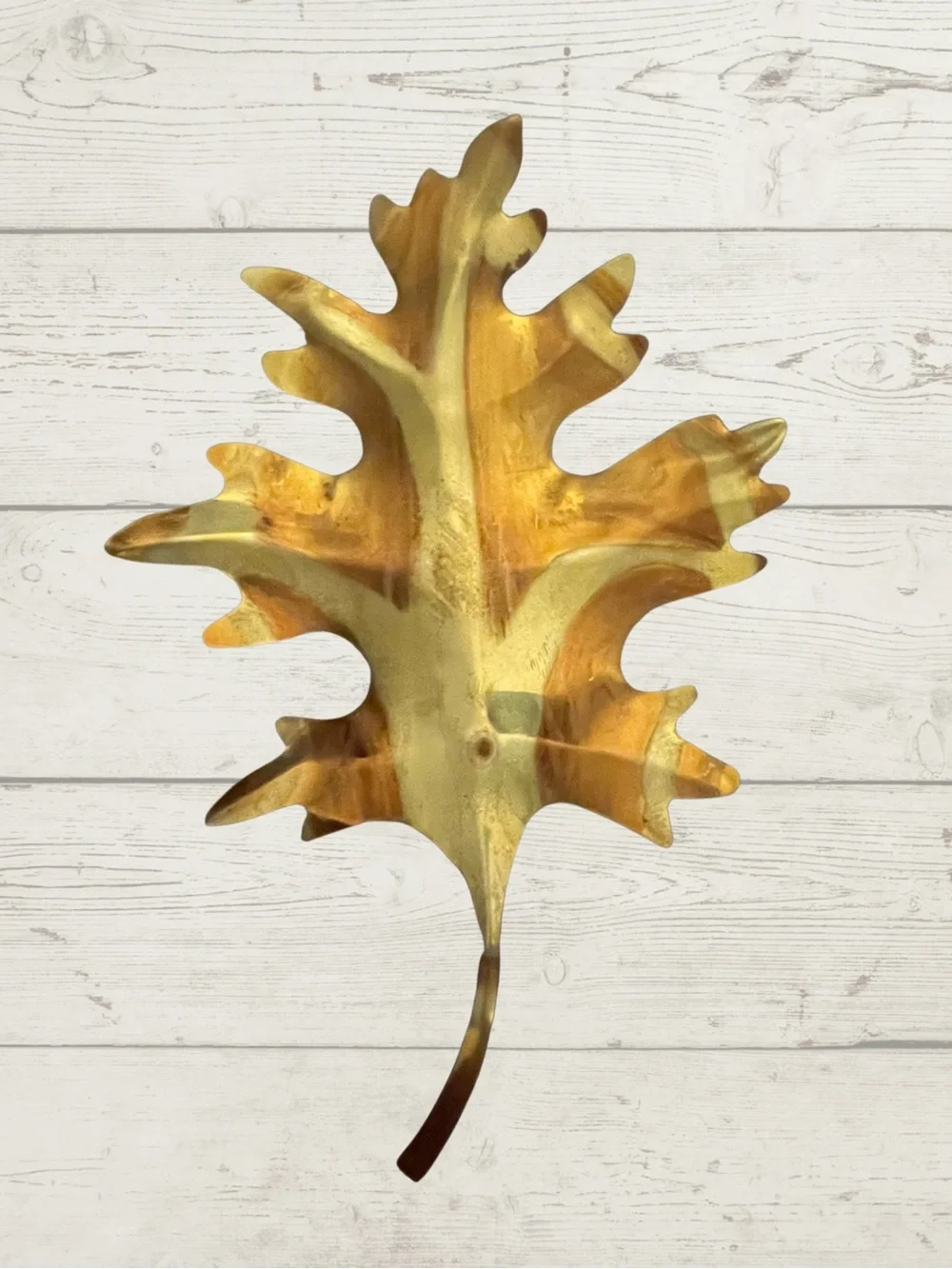 Vintage Set of 3 MCM Brass Oak Leaf Wall Art Hanging 3D Metal Plaques 8