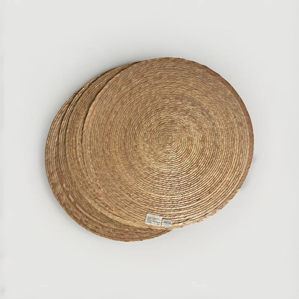 Crate & Barrel VTG Fiesta Palm Natural Woven Jute Placemats Set 4 - 16