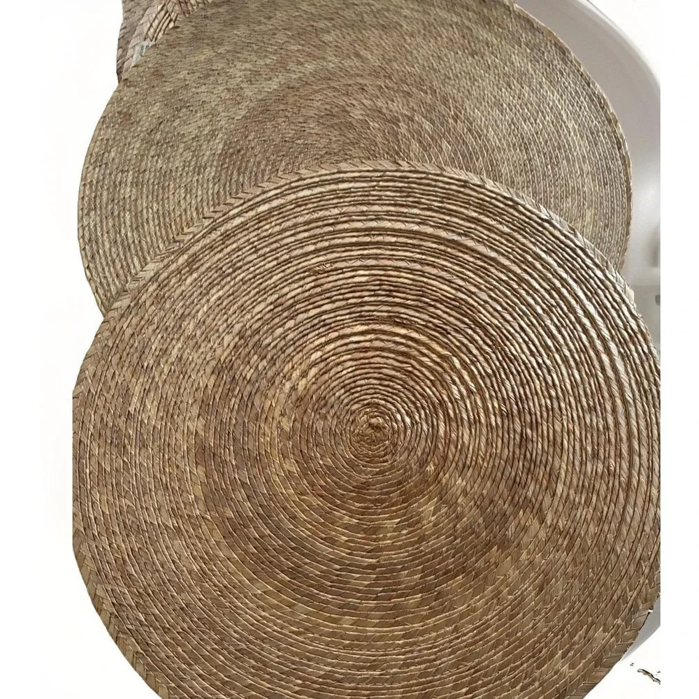 Crate & Barrel VTG Fiesta Palm Natural Woven Jute Placemats Set 4 - 16