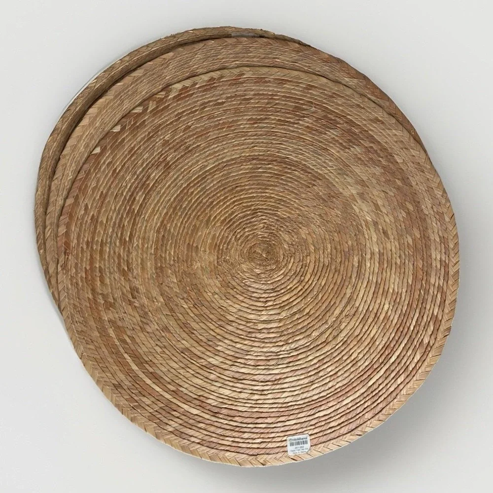 Crate & Barrel VTG Fiesta Palm Natural Woven Jute Placemats Set 4 - 16