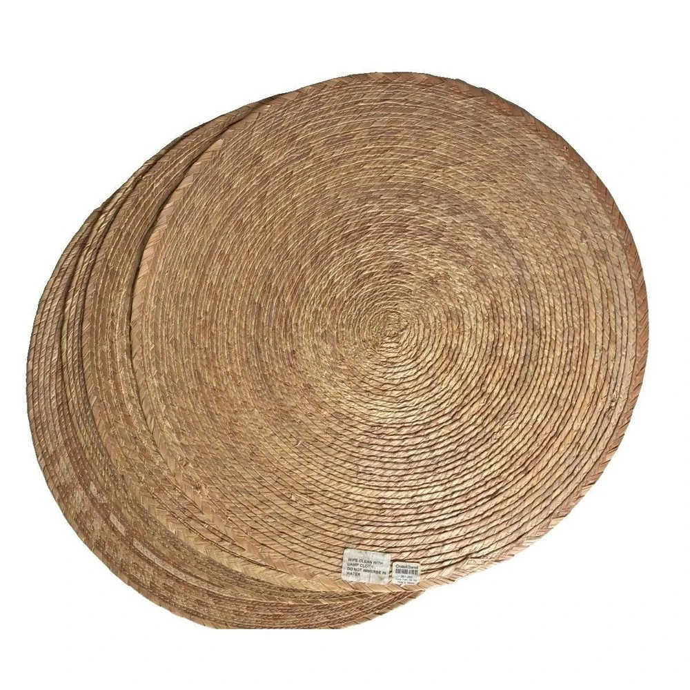 Crate & Barrel VTG Fiesta Palm Natural Woven Jute Placemats Set 4 - 16