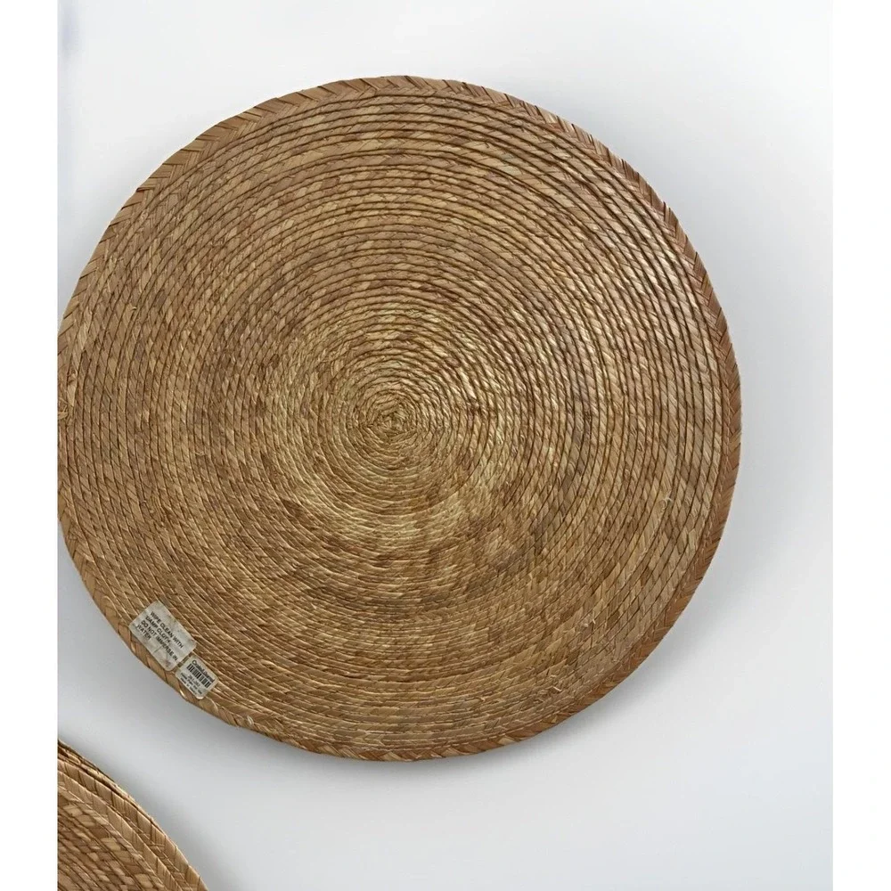 Crate & Barrel VTG Fiesta Palm Natural Woven Jute Placemats Set 4 - 16