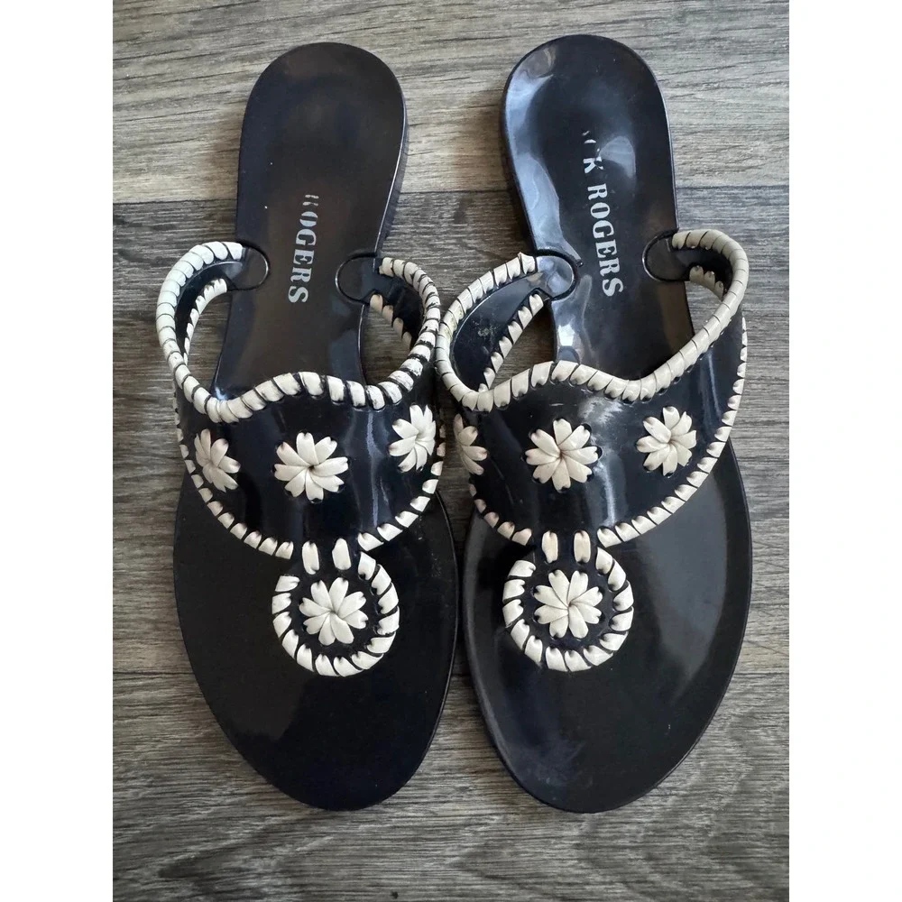 Jack Rogers Black‎ Jelly Thong Sandals Size 7