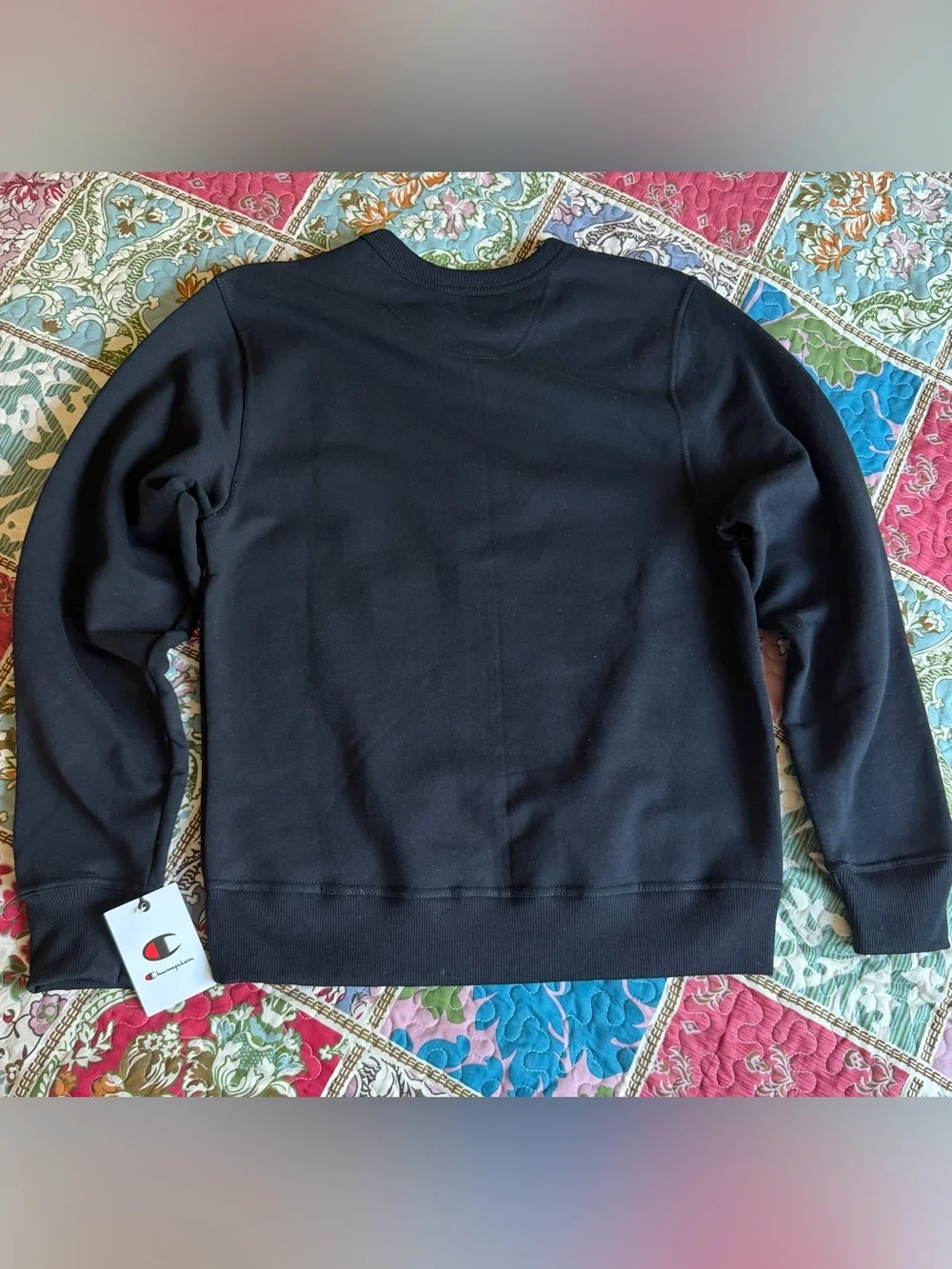 NWT Champion Black Crewneck Sweatshirt Fleece Small Logo S