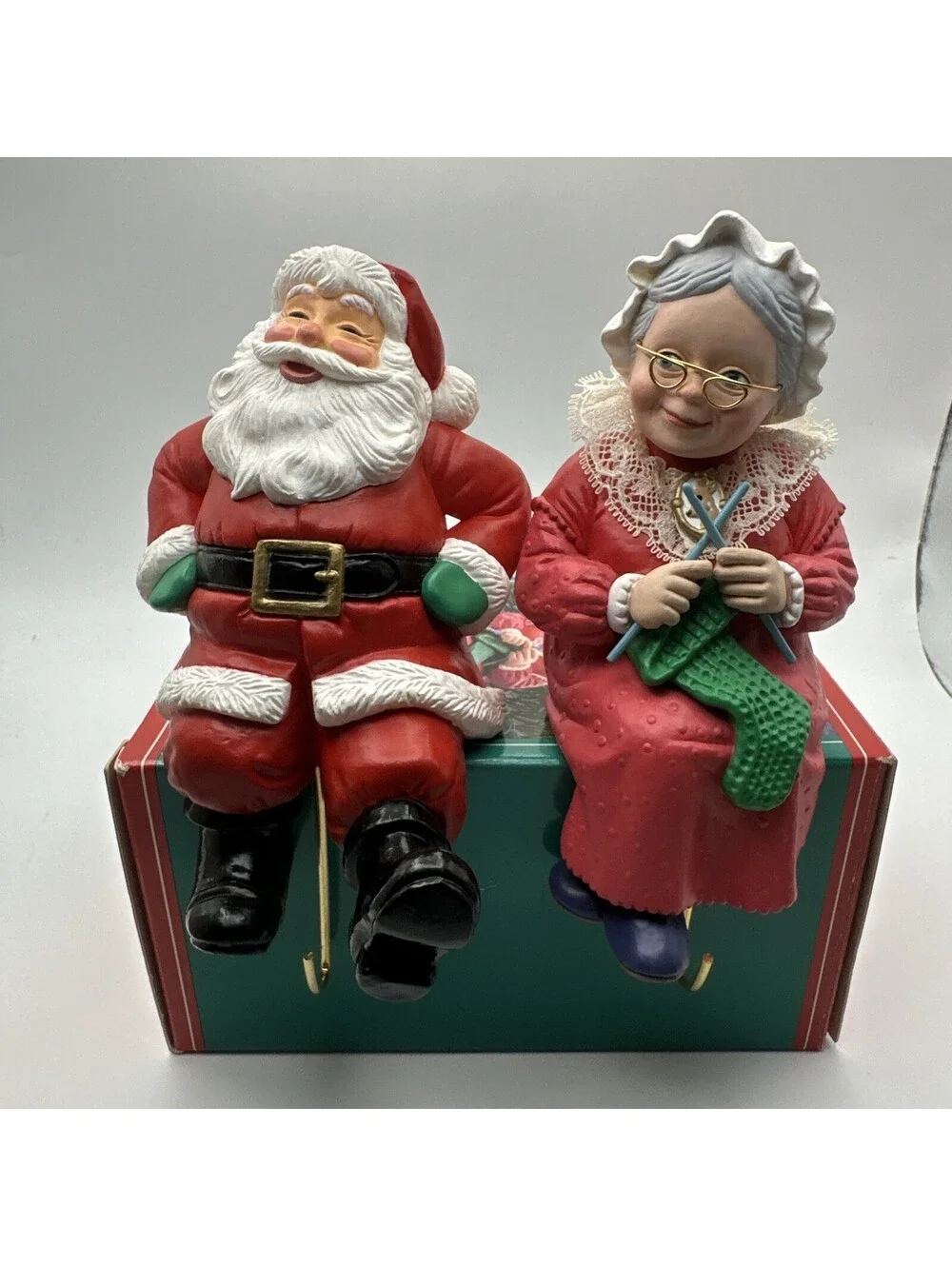 Hallmark Mr and Mrs Santa Claus Christmas Stocking Hangers (2 Lot) 1988