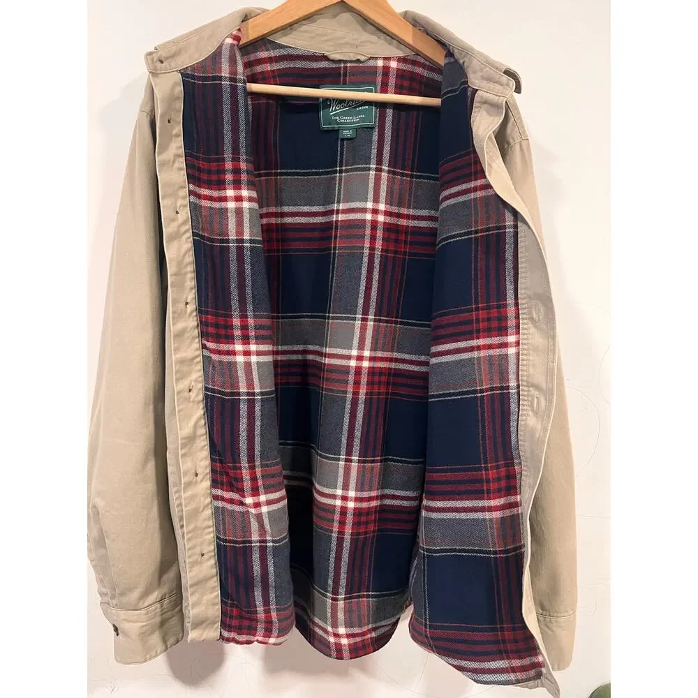 Woolrich Khaki Flannel Lined Cotton Shirt Jacket Men’s Large