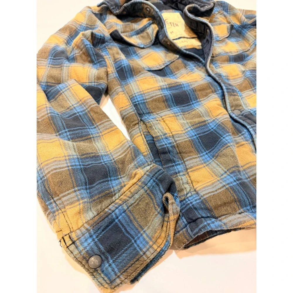 Hollister Carlsbad‎ Flannel Shirt Jacket Mens Medium Blue Yellow Plaid Good