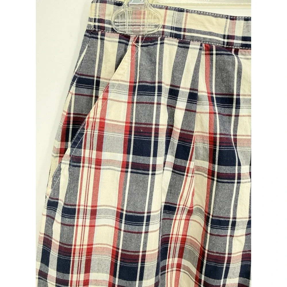 Vtg The Eagles Eye Main Line Plaid Button Front Midi Skirt Tartan Pleated Pocket