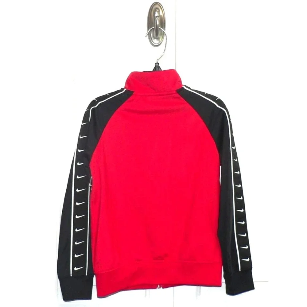 Nike Boys Swoosh Tricot Full Zip‎ Track Jacket in Red/Black/White 4-5Years