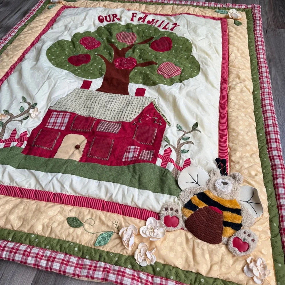 Our Family Tree Photo Frame Quilt Wall Hanging Play Mat‎ Gingham 58x48