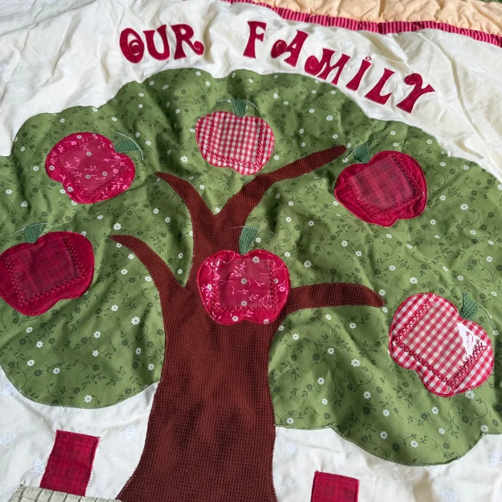 Our Family Tree Photo Frame Quilt Wall Hanging Play Mat‎ Gingham 58x48