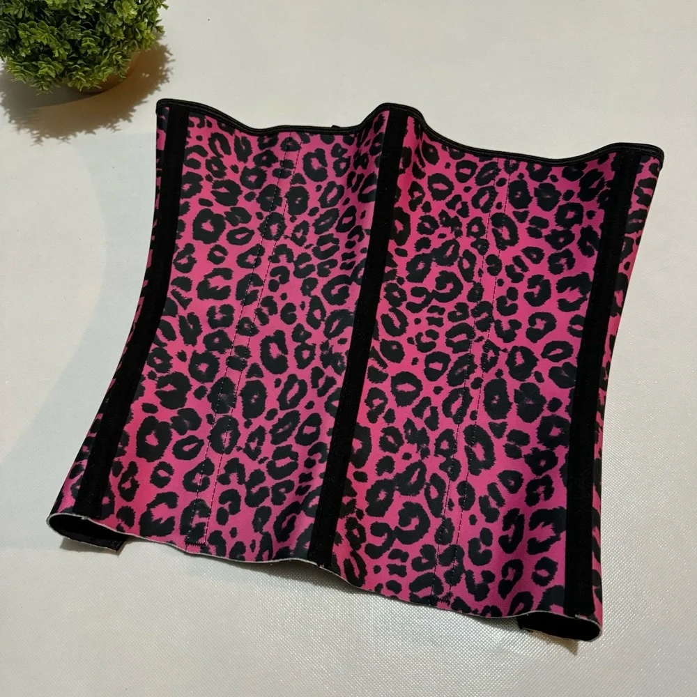Luxx Curves Hot Pink Black Leopard‎ Cheetah Animal Print Corset Shape Wear Small