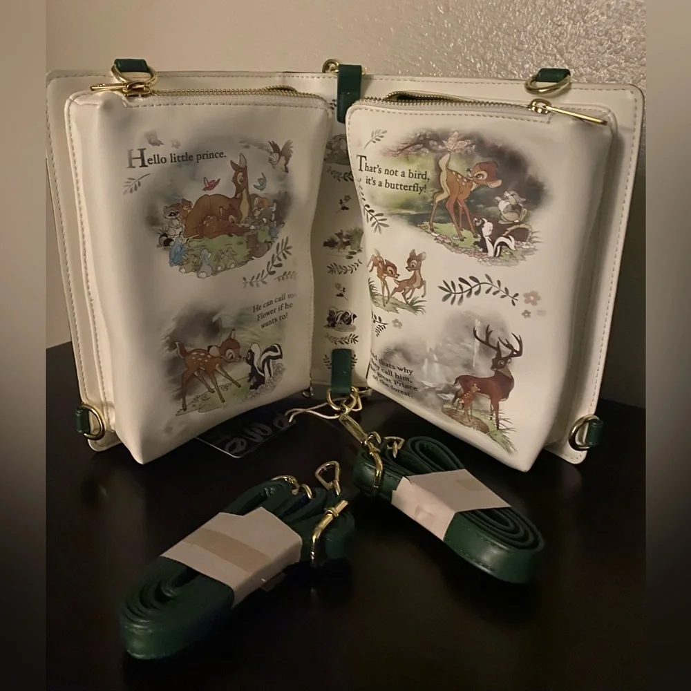 Disney Loungefly Bambi Storybook Crossbody Bag NWT Forest Green Purse