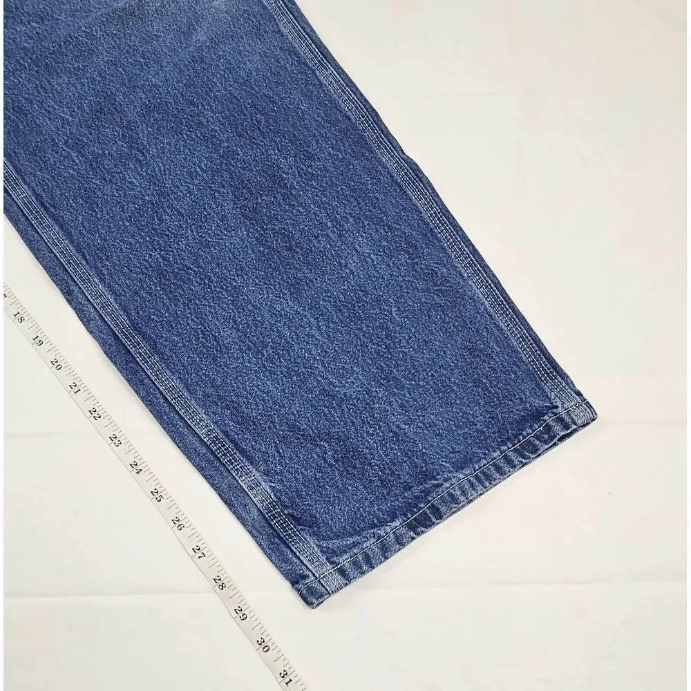 Carhartt Jeans Mens 42x30 Carpenter Dungarees Relaxed‎ Fit Blue Denim Pants.
