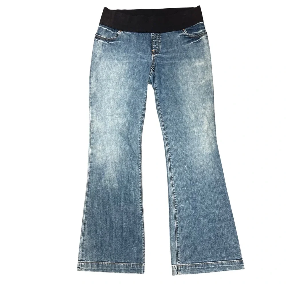 Gap Maternity Long and Lean Bootcut Jeans Medium Wash Under Belly Size 8 Regular