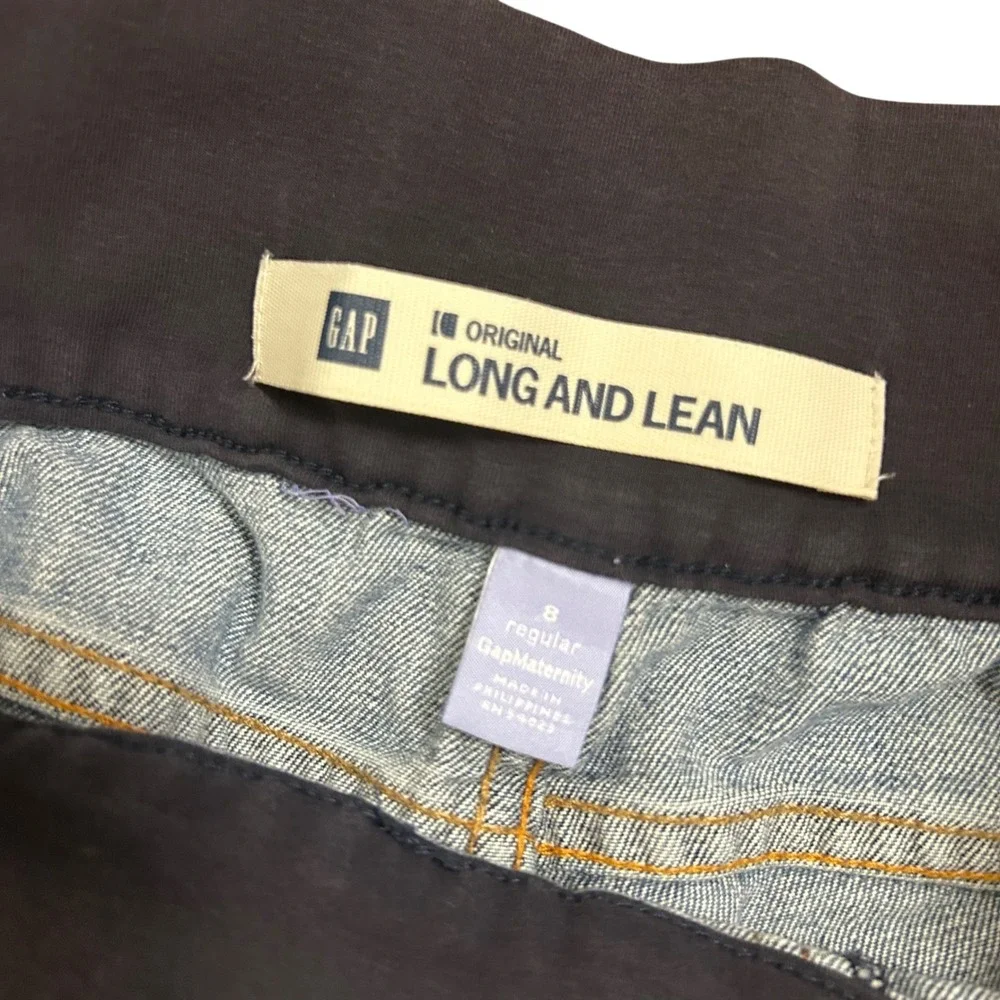 Gap Maternity Long and Lean Bootcut Jeans Medium Wash Under Belly Size 8 Regular