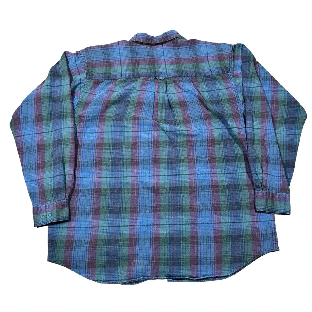 VTG 90s Columbia‎ Blue Plaid Flannel Button Down Shirt Men's L Oversized Grunge