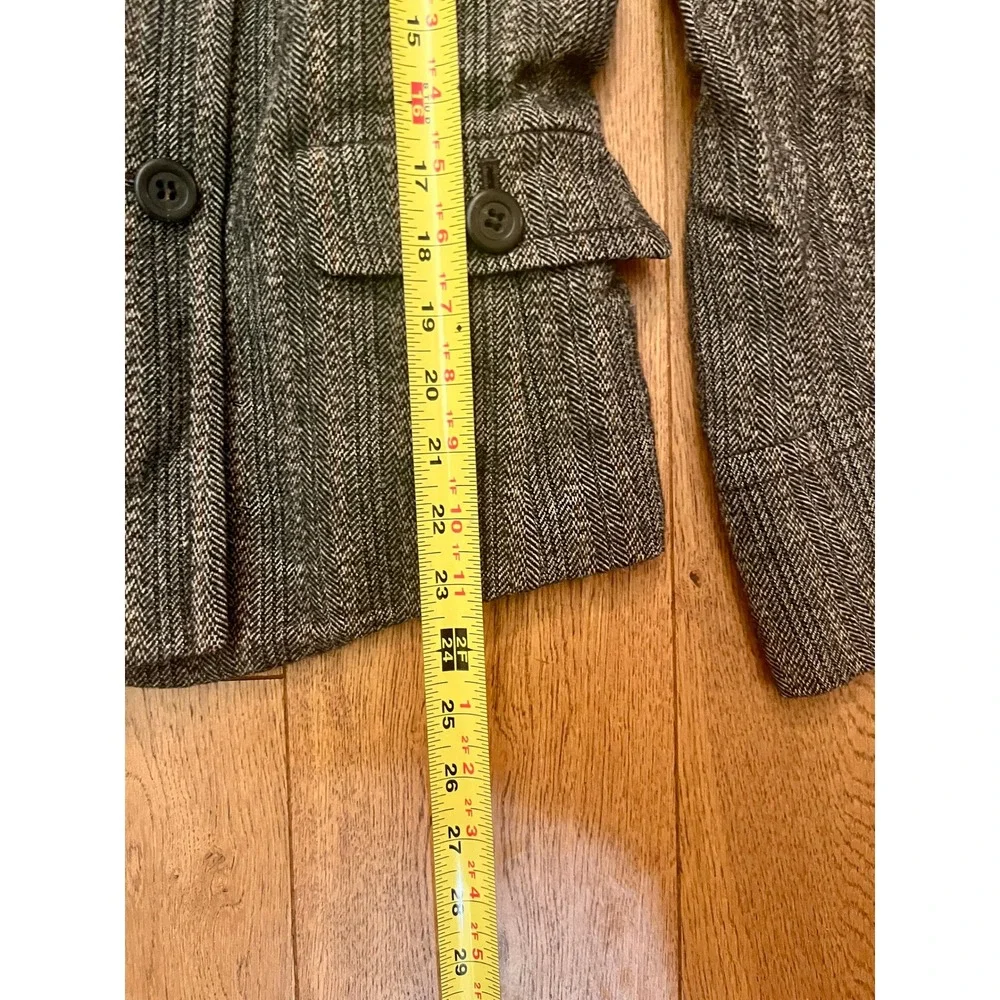 J Crew Wool Tweed Blazer Jacket Womens 8 Gray Excellent Herringbone Peacoat