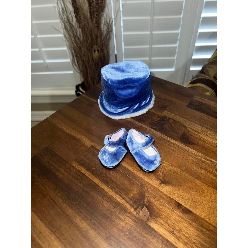 American Girl bitty baby silver bells velour‎ hat and shoes