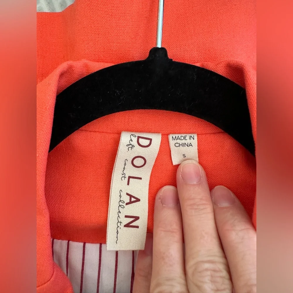 NWT Anthropologie Dolan Linen Boyfriend Blazer in Coral, Size S