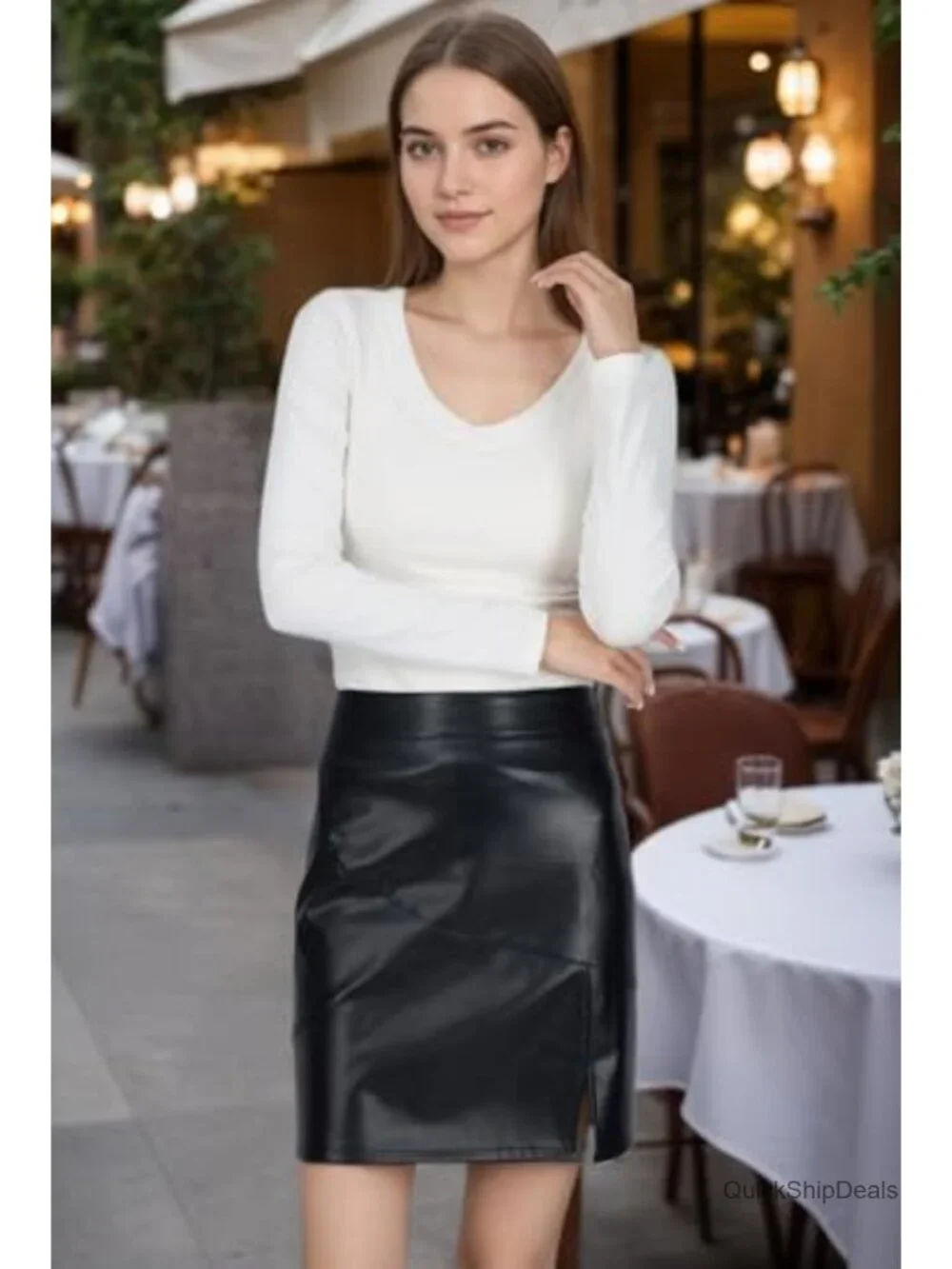 Faux Leather High Waisted Bodycon Mini Skirt with Zipper