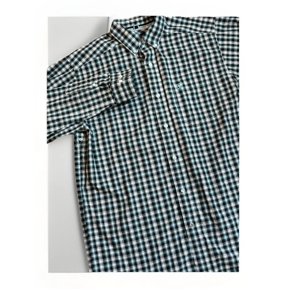 Ariat Pro Series Button Down Shirt Long Sleeve Plaid Cowboy‎ Western Wear Mens M