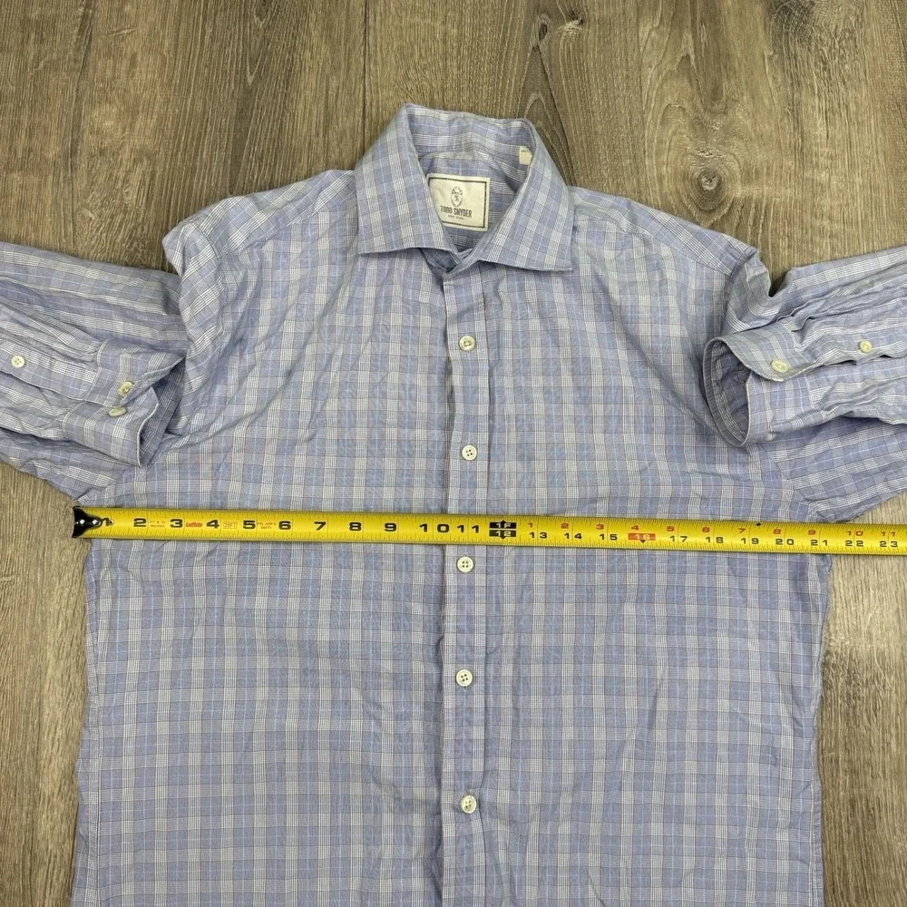 Todd Snyder Dress Shirt Mens Size 16 36/37 Plaid Cotton Spread Collar Business