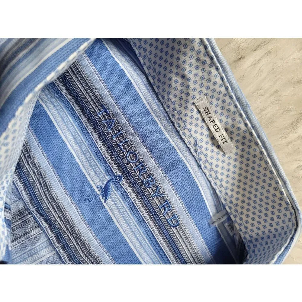 TailorByrd Striped Button Down Shaped Fit Dress Shirt, Mens XXL