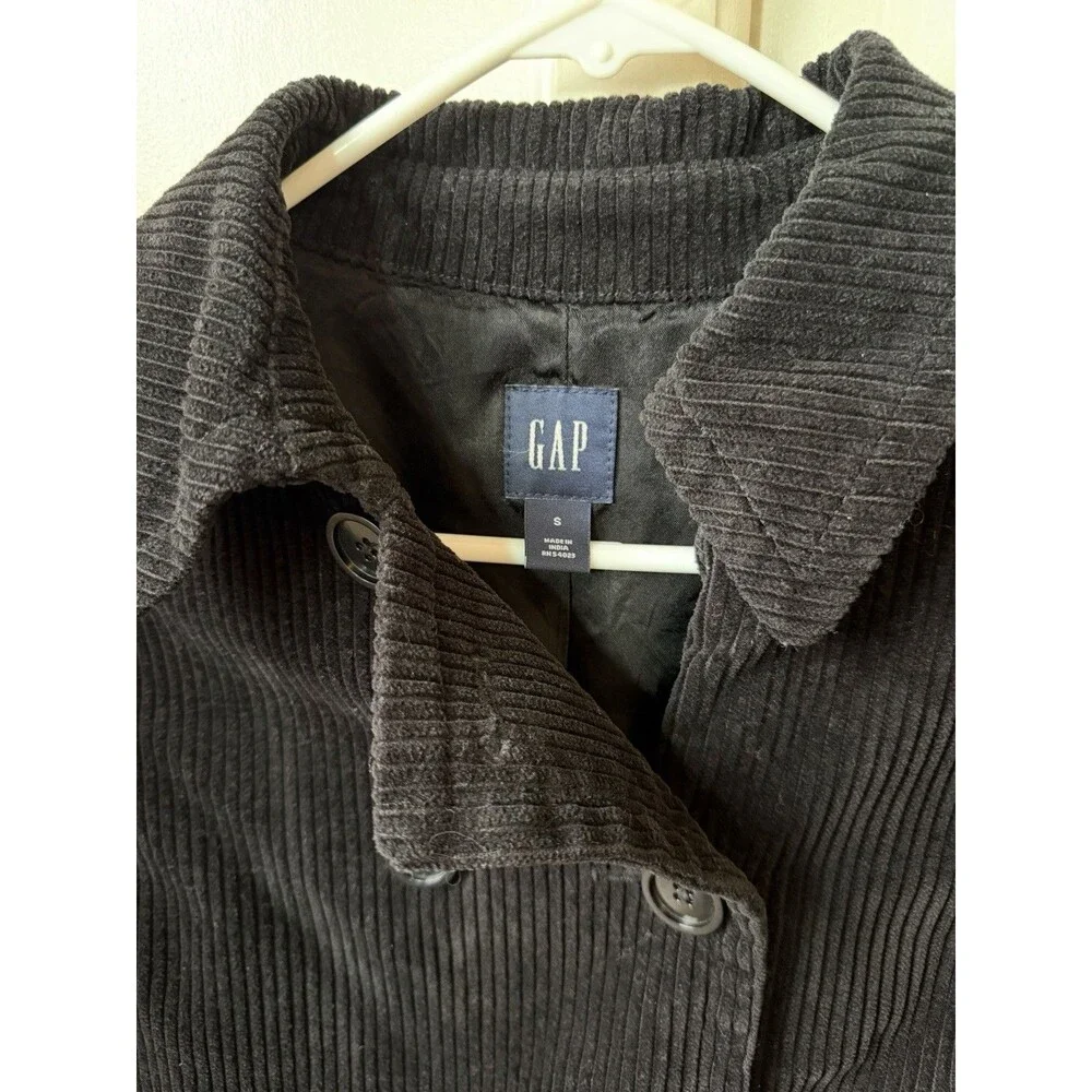 Y2K GAP Womens Small Black Corduroy Double Breasted Blazer Jacket Cropped