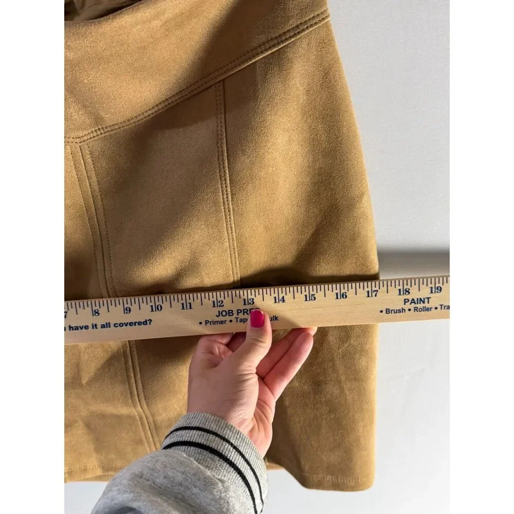 White House Black Market Size 00 Camel Faux Suede Mini Skirt