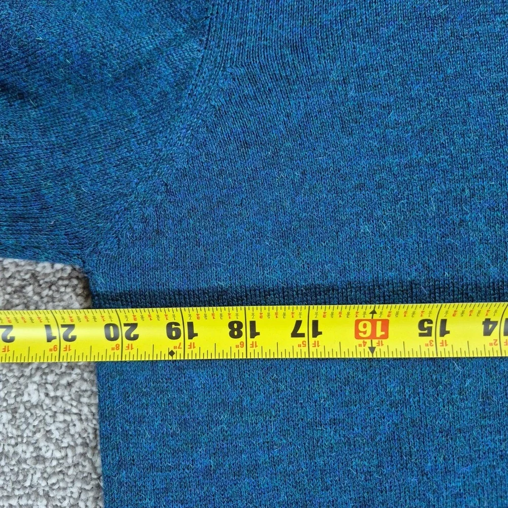 Alpandina 100% Baby Alpaca Wool Sweater Mens XL Blue 1/4 Zip Pullover Peru‎