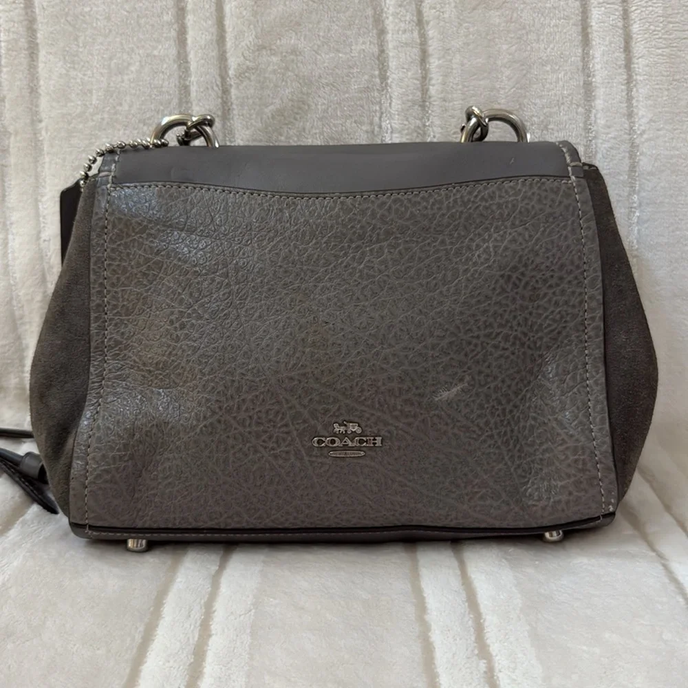 Coach Faye Leather Suede Crossbody Bag with Silver Chain Style F22349