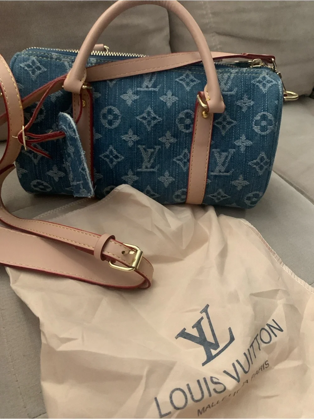 Denim Monogram - Blue & Gold Trim