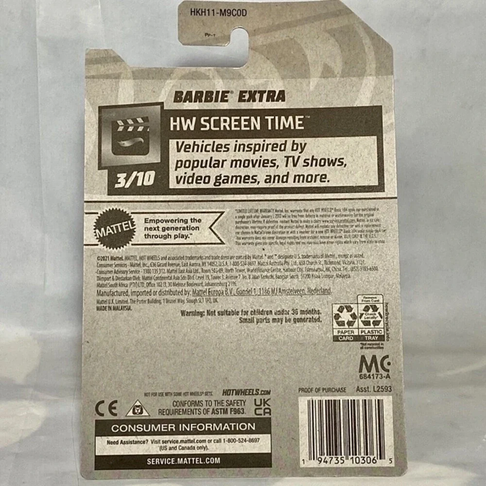 Hot Wheels Barbie Extra 57/250 HW Screen Time 3/10 White Pink 1:64 Die-cast 2022