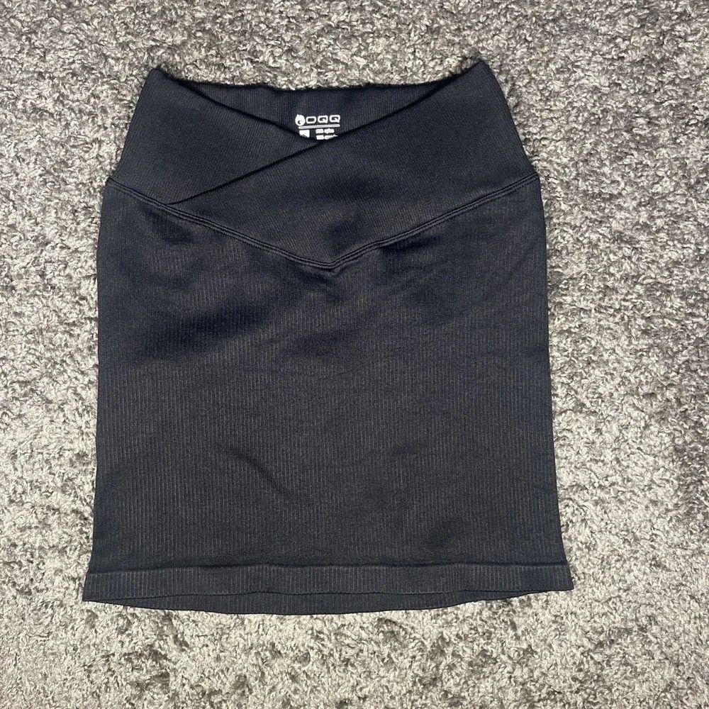 OQQ Womens Size Small Black‎ Rib Knit High Waist Mini Skirt New