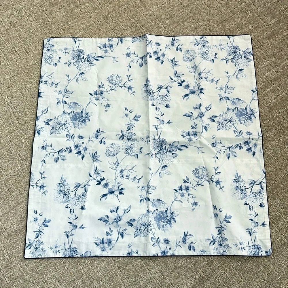 NEW Anne de Solene Paris Malacca Bleu 100% Organic Cotton Euro Pillow Sham 25