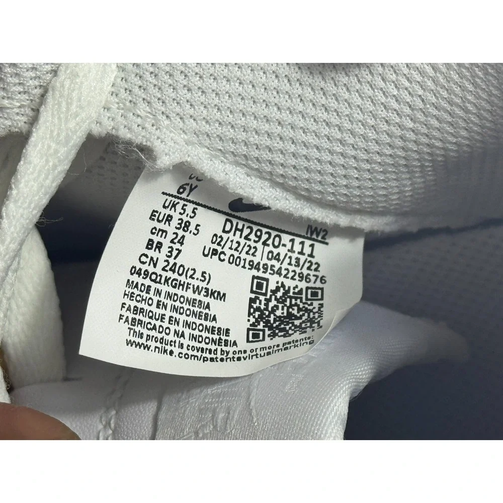 Nike Air Force 1‎ LE GS Size 6Y, Women's Size 7.5 Triple White DH2920-111
